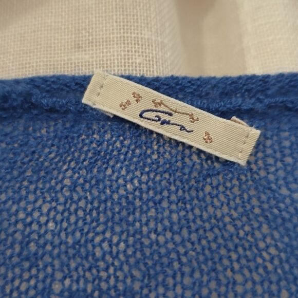 Goa Cashmere Blue V Neck Delicate Sweater Top - Picture 4 of 6